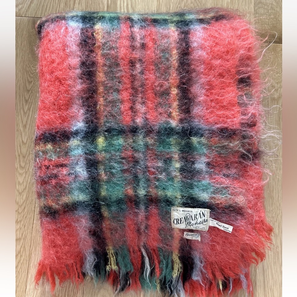 VINTAGE CREAGARAN 100% Mohair Blanket Royal Stuart Tartan MADE IN SCOTLAND